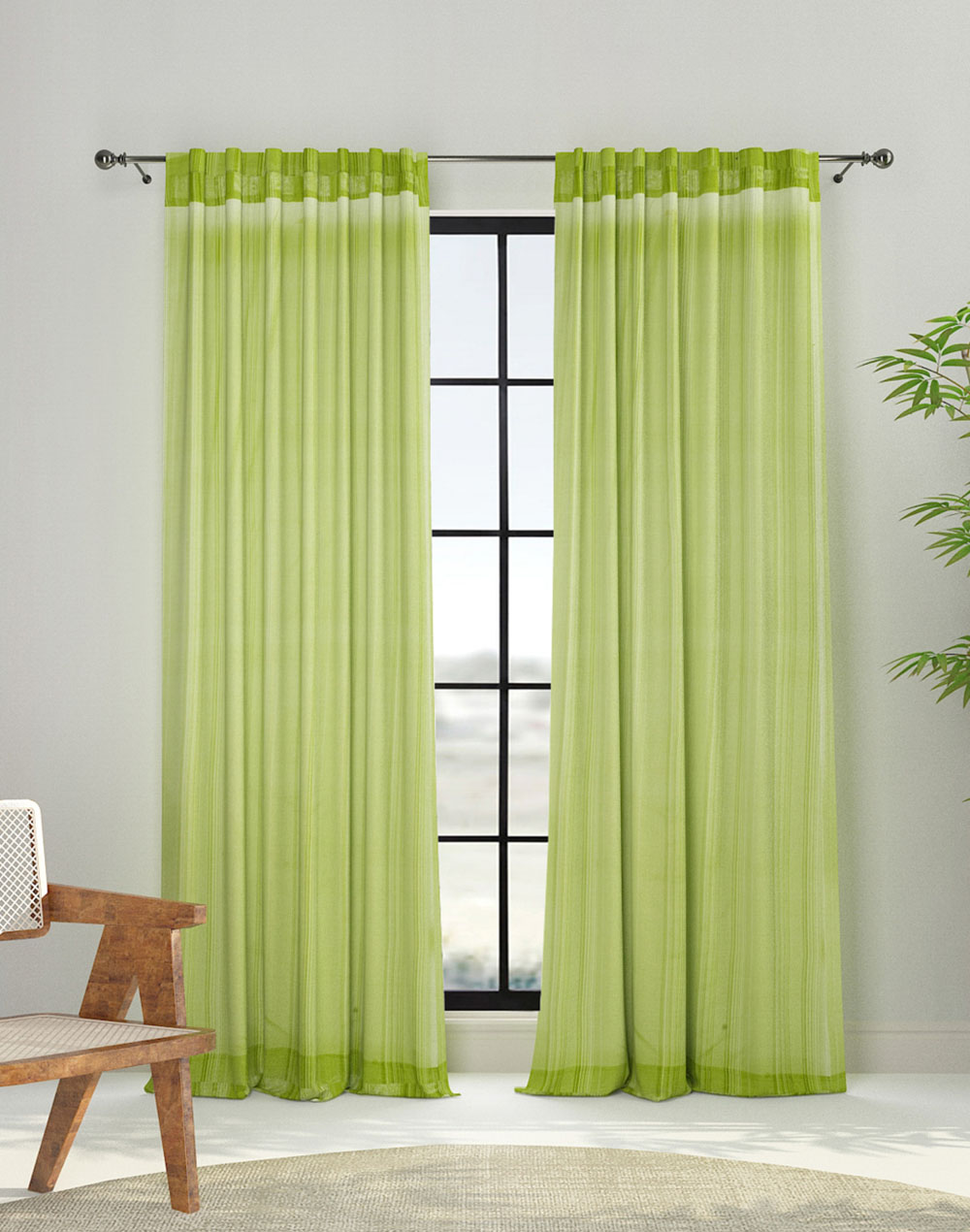 Green Cotton Woven Rasika Curtain Woven 5 Feet | 1Pc