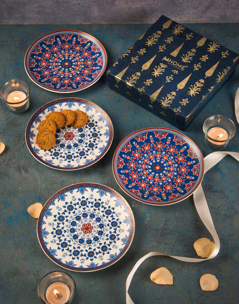 Multi Falak Ceramic Snack Plate Gift Set