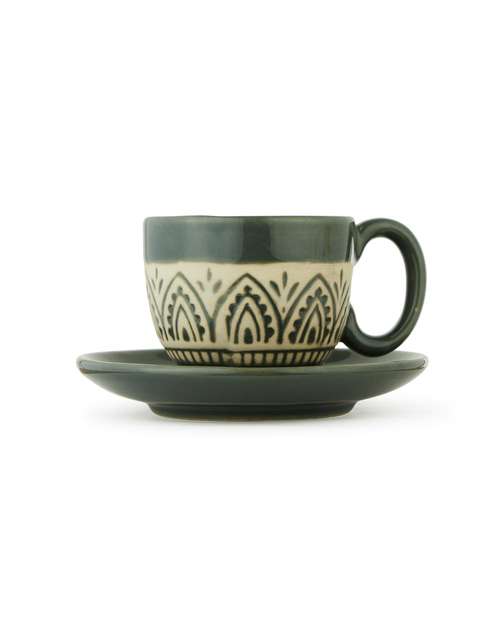 Green Leela Ceramic Cup & Saucer Green Leela Ceramic Cup & Saucer