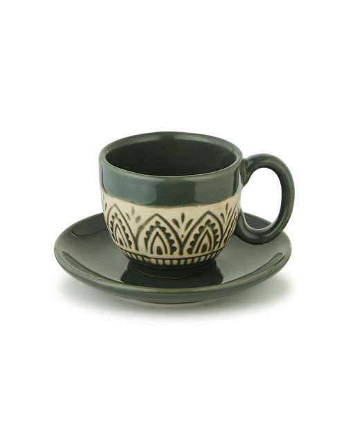 Green Leela Ceramic Cup & Saucer Green Leela Ceramic Cup & Saucer