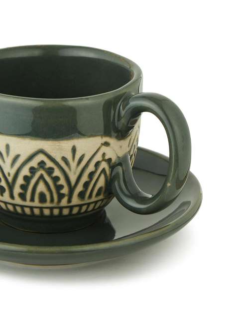 Green Leela Ceramic Cup & Saucer Green Leela Ceramic Cup & Saucer