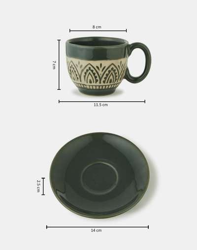 Green Leela Ceramic Cup & Saucer Green Leela Ceramic Cup & Saucer