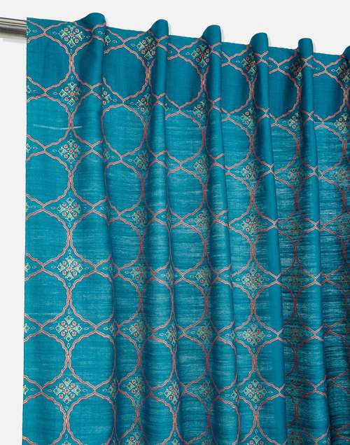 Blue Jhanak Viscose Blend Room Darkening Curtains | 1Pc Blue Jhanak Viscose Blend Room Darkening Curtains | 1Pc