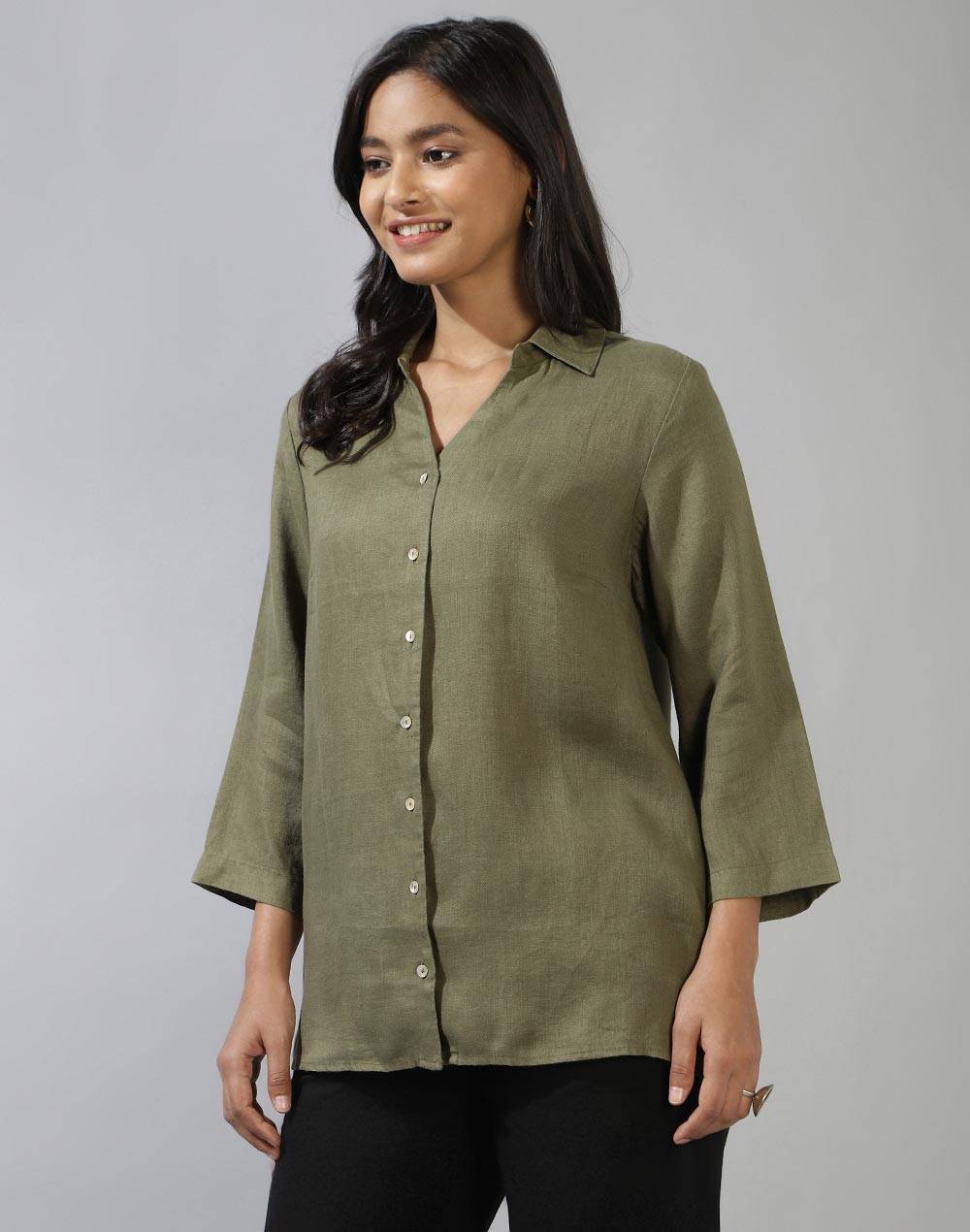 Cotton Front Button Down Shirt