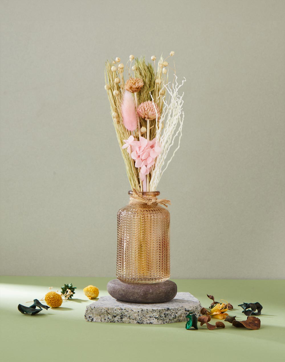 Pink Dried Flowers Gulmohar Bud Vase With Flower