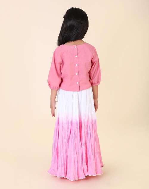 Pink Cotton Chikankari 3Pc Lehenga Set Pink Cotton Chikankari 3Pc Lehenga Set