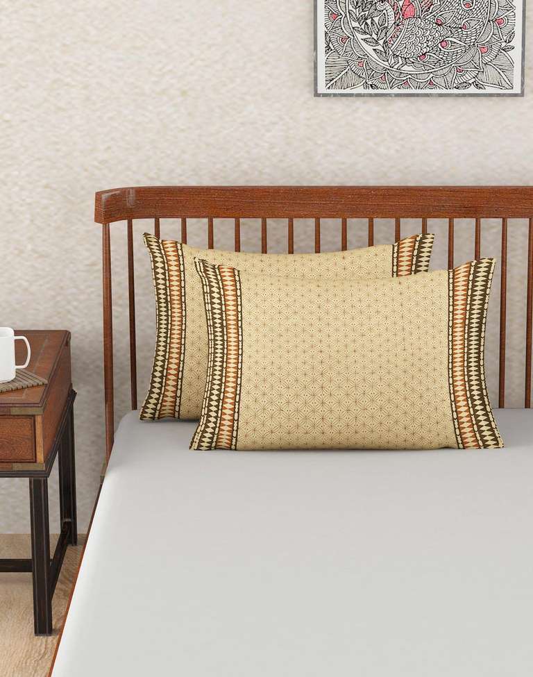 Beige Cotton Karwan Printed Pillow Cover Set of - Main Image