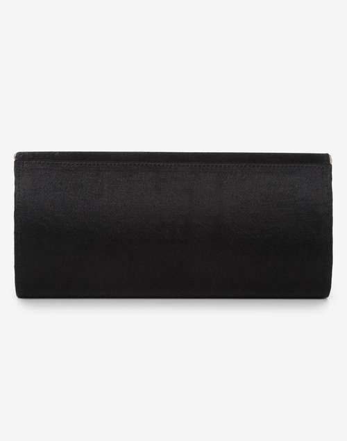 Black Silk Blend Embroidered Clutch Black Silk Blend Embroidered Clutch
