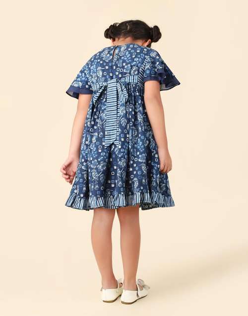 Indigo Cotton Printed Dress Indigo Cotton Printed Dress