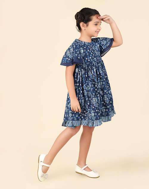 Indigo Cotton Printed Dress Indigo Cotton Printed Dress