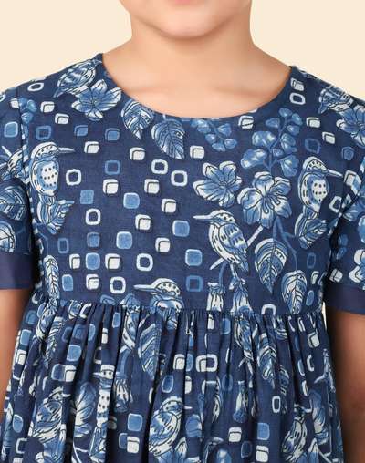 Indigo Cotton Printed Dress Indigo Cotton Printed Dress