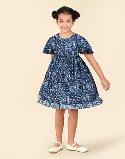 Indigo Cotton Printed Dress Indigo Cotton Printed Dress