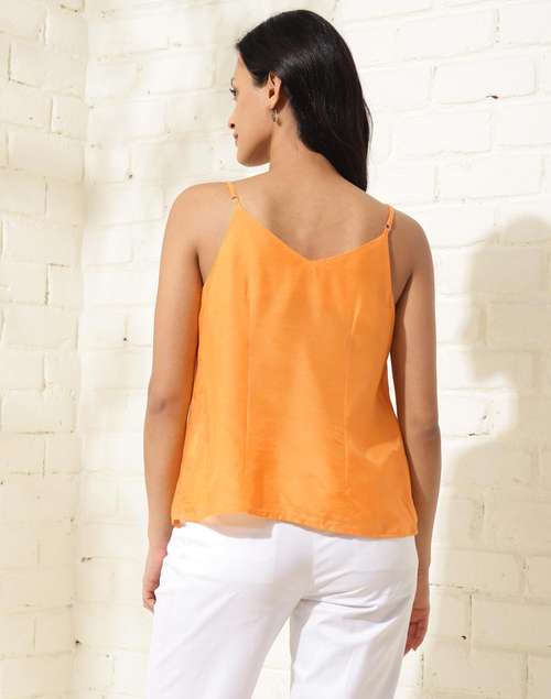 Yellow Rayon Blend Waist Length Camisole Yellow Rayon Blend Waist Length Camisole