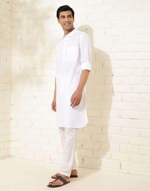 Pathani White Color Buy White Cotton Woven Pathani for Men Online at Fabindia | 20151358