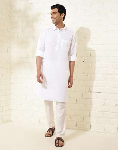Pathani White Color Buy White Cotton Woven Pathani for Men Online at Fabindia | 20151358