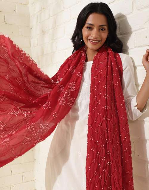 Red Viscose Bandhani Dupatta Red Viscose Bandhani Dupatta