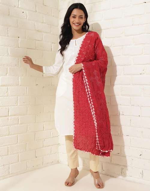 Red Viscose Bandhani Dupatta Red Viscose Bandhani Dupatta