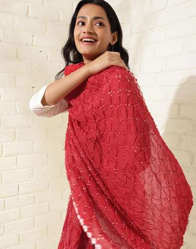 Red Viscose Bandhani Dupatta Red Viscose Bandhani Dupatta