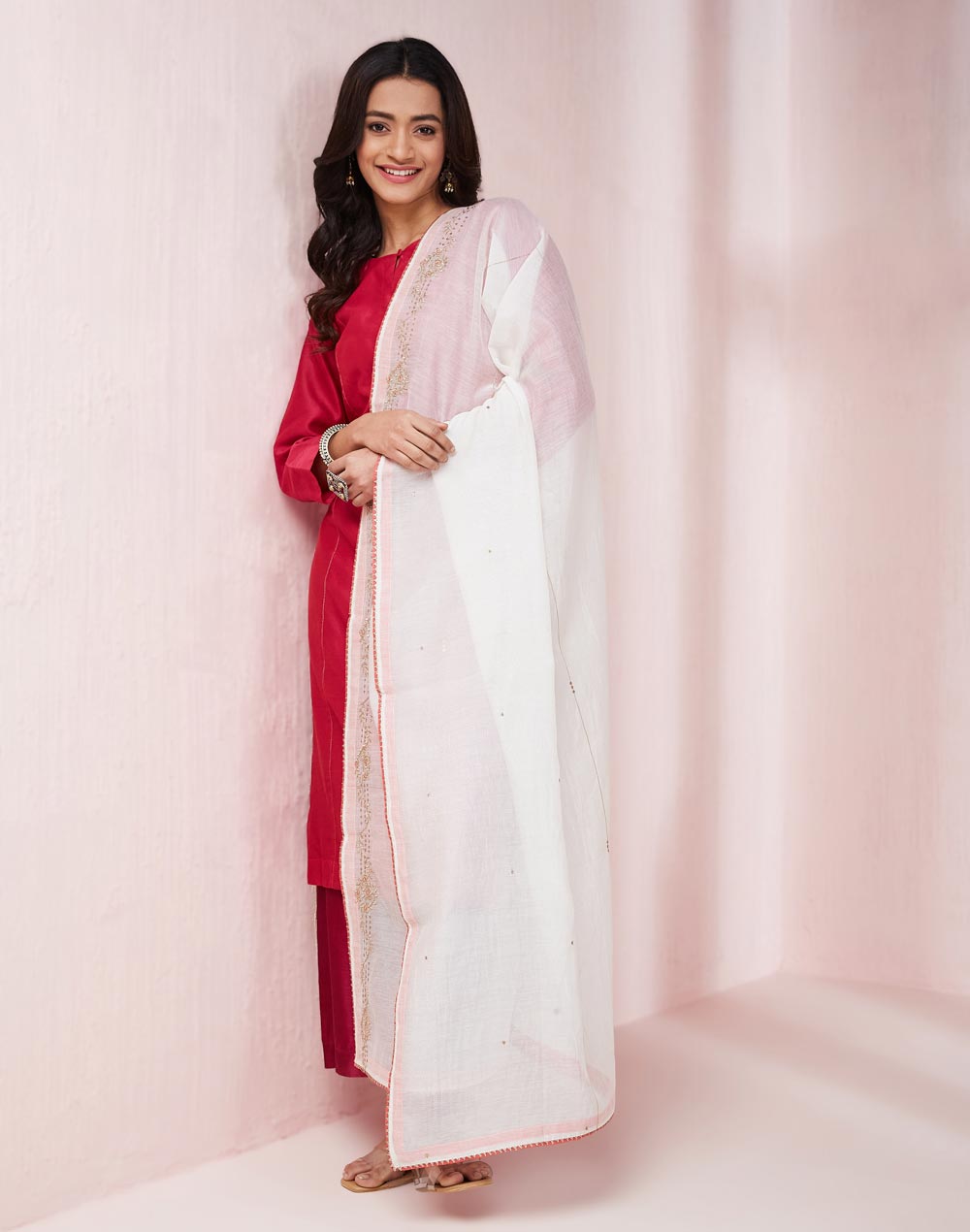 Natural Cotton Silk Metallic Embroideries Dupatta Natural Cotton Silk Metallic Embroideries Dupatta