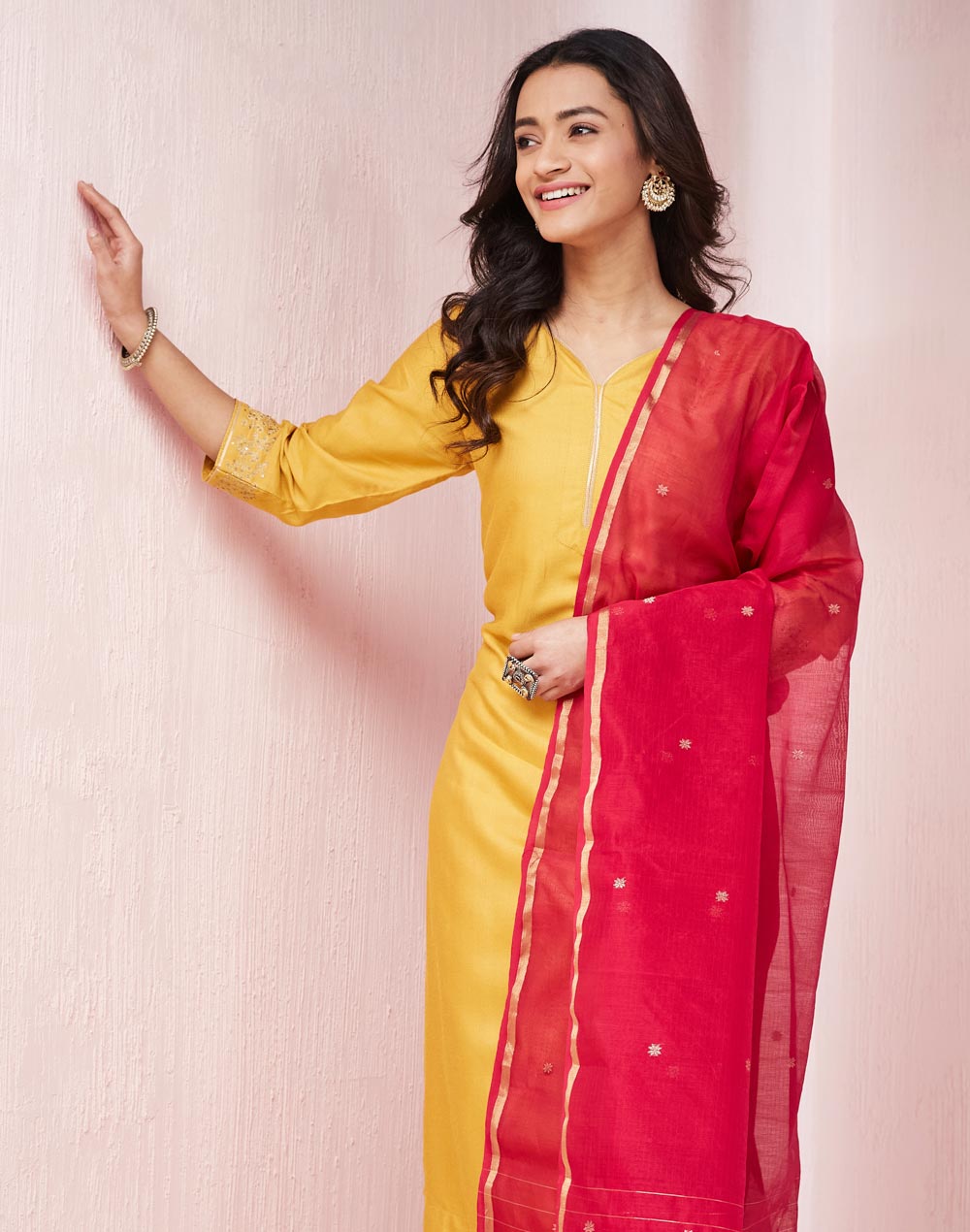 Pink Cotton Silk Blend Chanderi Dupatta Pink Cotton Silk Blend Chanderi Dupatta