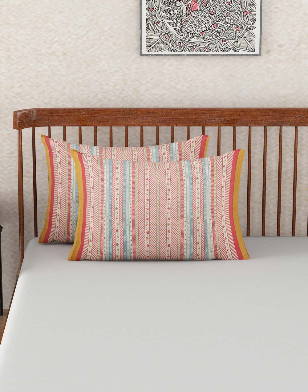 Pink Cotton Rasika Printed Pillow Cover - Set of 2