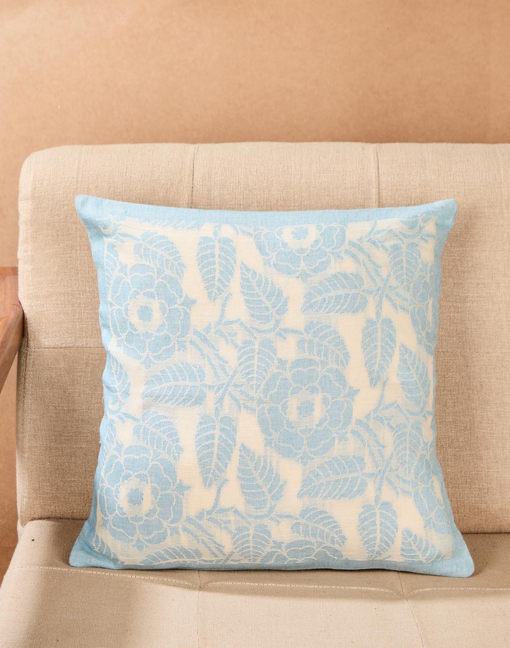Blue Cotton Ambar Cutwork Cushion Cover