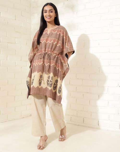 Red Cotton Printed Kaftan Red Cotton Printed Kaftan