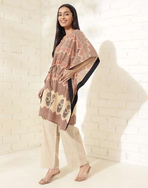 Red Cotton Printed Kaftan Red Cotton Printed Kaftan