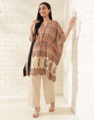 Red Cotton Printed Kaftan Red Cotton Printed Kaftan