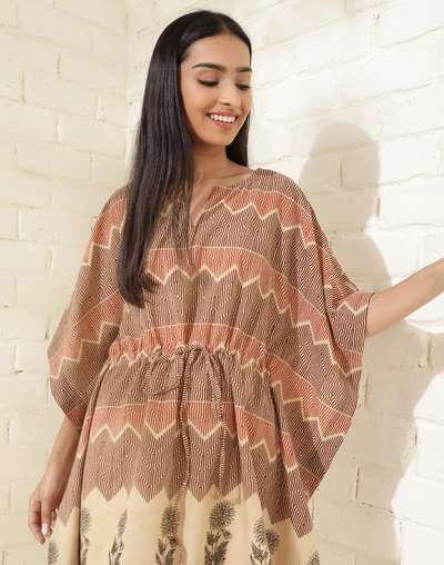 Red Cotton Printed Kaftan Red Cotton Printed Kaftan