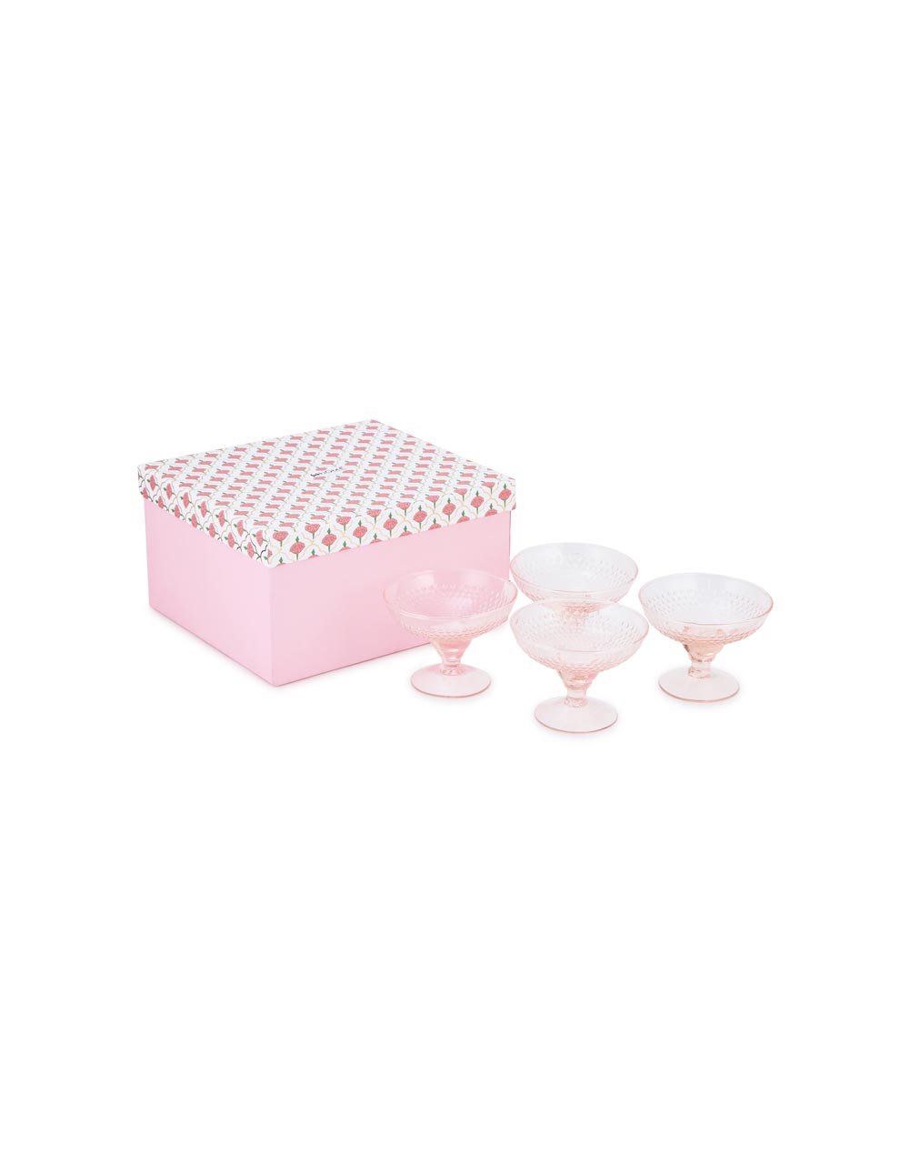 Pink Glass Taraash Dessert Bowl - Set of 4 Pink Glass Taraash Dessert Bowl - Set of 4