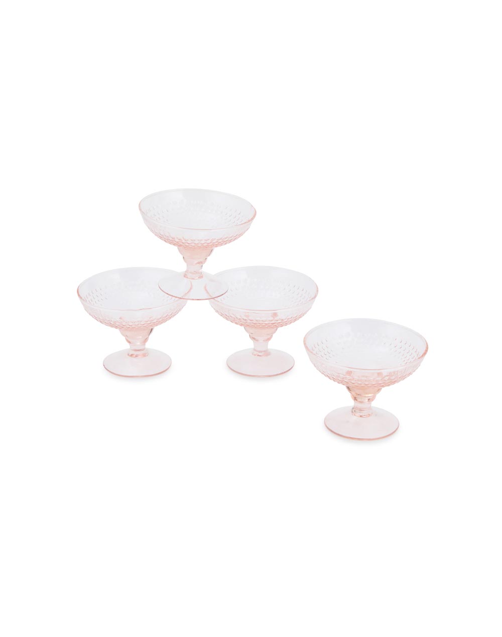 Pink Glass Taraash Dessert Bowl - Set of 4 Pink Glass Taraash Dessert Bowl - Set of 4