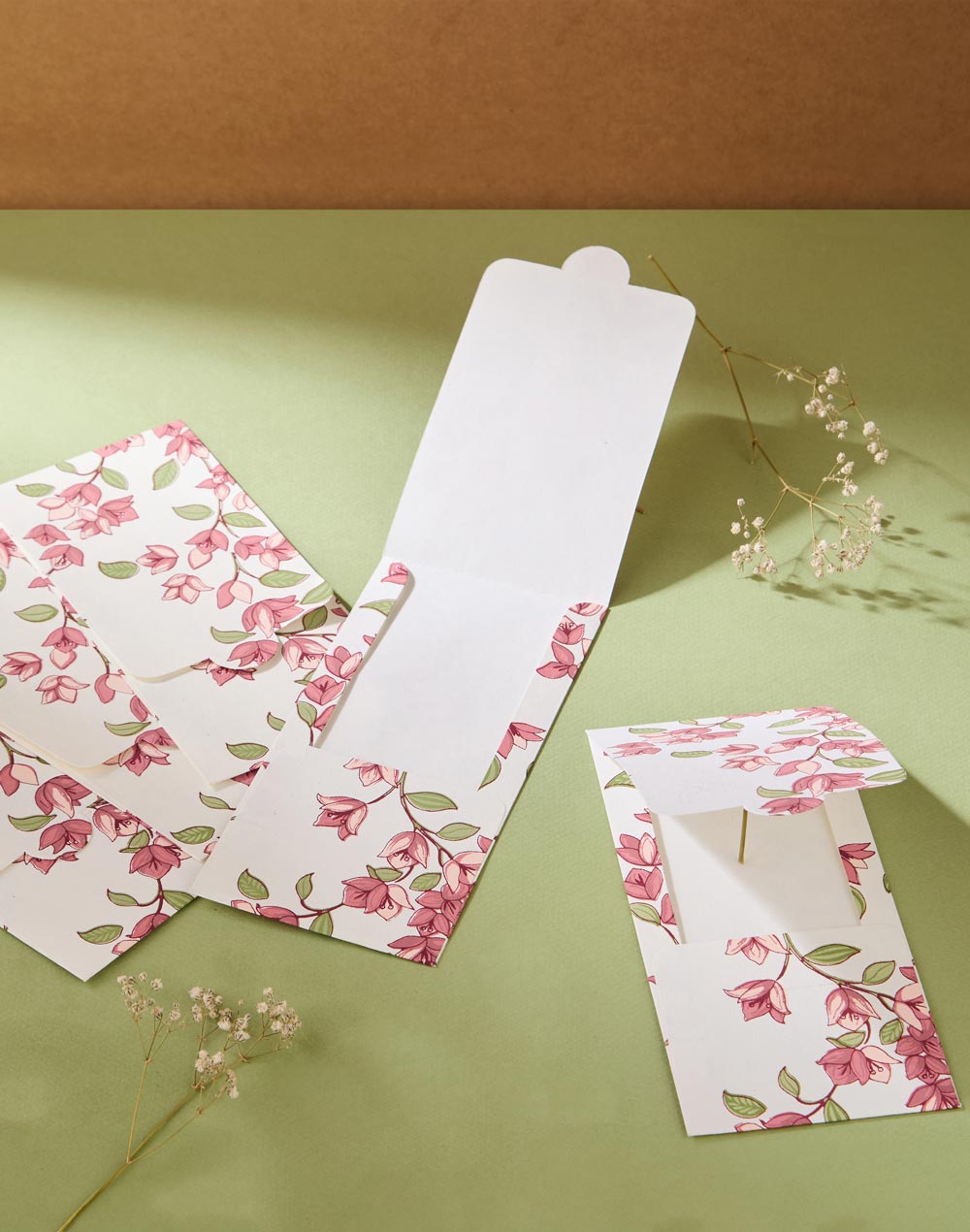 Pink Paper Bougainvillea Envelope - 5 Pcs