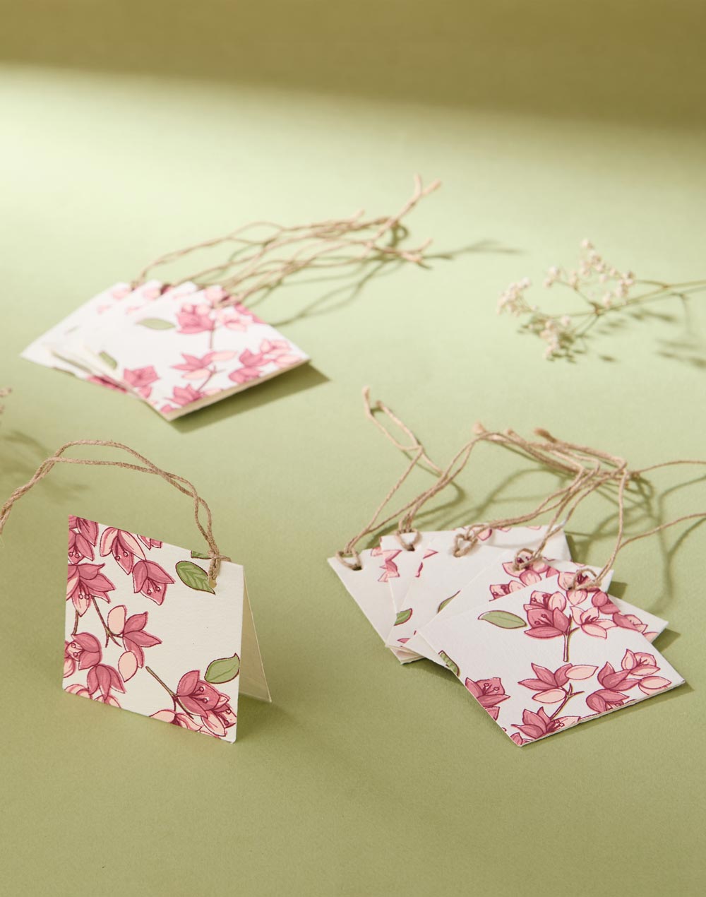 Pink Paper Bougainvillea Gift Tag - 10 Pcs