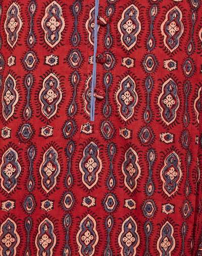 Maroon Cotton Ajrakh Printed Knee Length Kurta Maroon Cotton Ajrakh Printed Knee Length Kurta