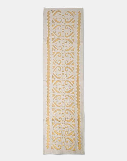 White Cotton Blend Embroidered Nira Runner-Large White Cotton Blend Embroidered Nira Runner-Large