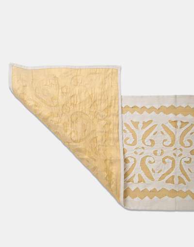 White Cotton Blend Embroidered Nira Runner-Large White Cotton Blend Embroidered Nira Runner-Large