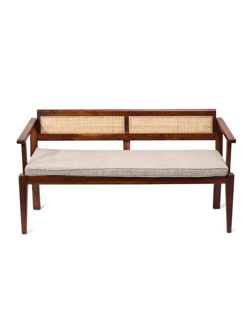 Natural Wood Bench Upholestered - 3 Seater Natural Wood Bench Upholestered - 3 Seater