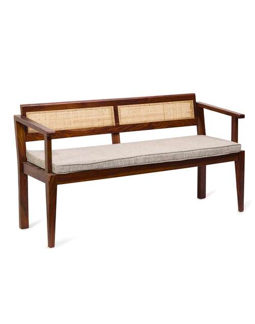 Natural Wood Bench Upholestered - 3 Seater Natural Wood Bench Upholestered - 3 Seater