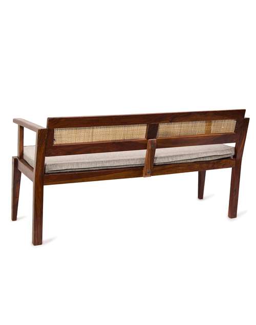 Natural Wood Bench Upholestered - 3 Seater Natural Wood Bench Upholestered - 3 Seater