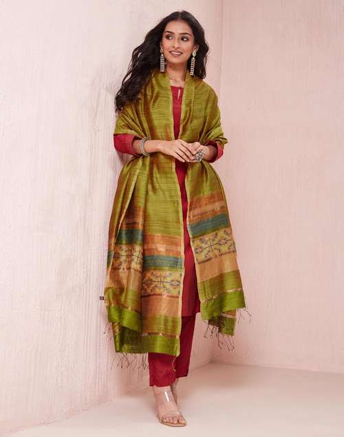 Green Silk Blend Woven Dupatta Green Silk Blend Woven Dupatta