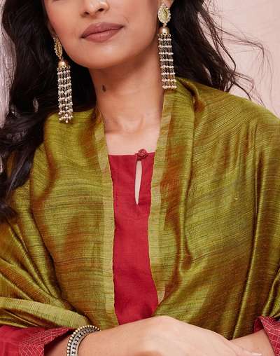 Green Silk Blend Woven Dupatta Green Silk Blend Woven Dupatta