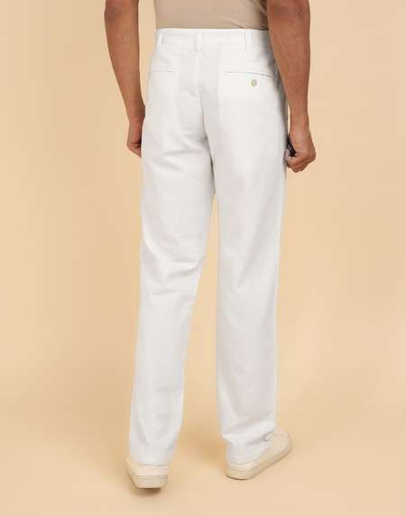 Buy White Cotton Full Length Regular Pant for Men Online at