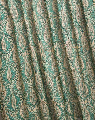 Teal Cotton Hand Block Printed Paro Curtain 5 Feet | 1 Pc Teal Cotton Hand Block Printed Paro Curtain 5 Feet | 1 Pc