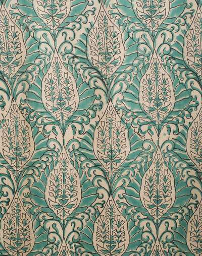 Teal Cotton Hand Block Printed Paro Curtain 5 Feet | 1 Pc Teal Cotton Hand Block Printed Paro Curtain 5 Feet | 1 Pc