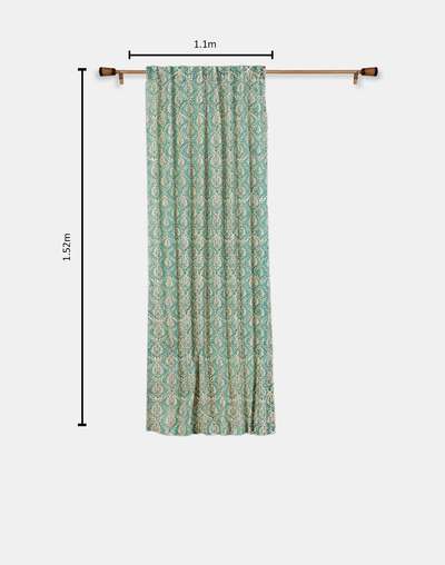 Teal Cotton Hand Block Printed Paro Curtain 5 Feet | 1 Pc Teal Cotton Hand Block Printed Paro Curtain 5 Feet | 1 Pc