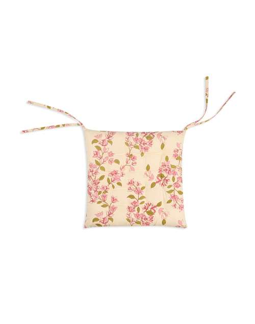Pink Cotton Printed Bougainvillea Chair Pad Pink Cotton Printed Bougainvillea Chair Pad