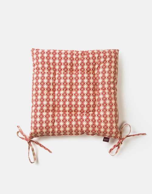Red Cotton Printed Pushp Chair Pad Red Cotton Printed Pushp Chair Pad