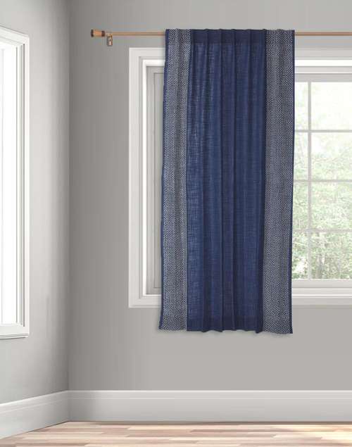 Indigo Cotton Woven Curtain | 1pc- 5 Feet Indigo Cotton Woven Curtain | 1pc- 5 Feet