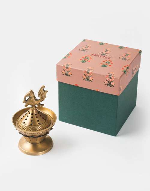 Gold Mehnoor Metal Peacock Fumer Gift Set Gold Mehnoor Metal Peacock Fumer Gift Set